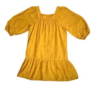 Cat & Jack Gold Ruffle Flower‎ Embroidered Elastic Sleeves Dress Size XL 14/16